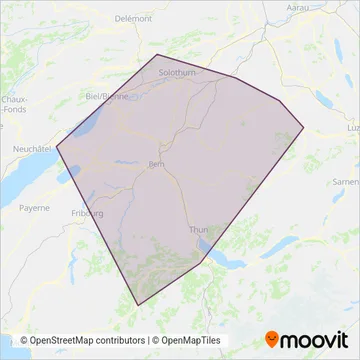 Carte de la zone de couverture de BLS Netz AG Ersatzverkehr