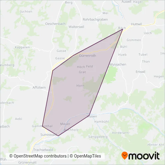 Verein Dampfbahn Bern coverage area map