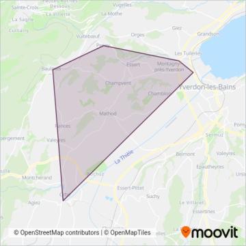 Transports Vallée de Joux-Yverdon-Ste-Croix (oc/bus) coverage area map