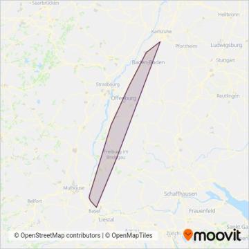 DB Regio AG Baden-Württemberg (Rail) coverage area map