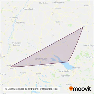 DB Regio AG Baden-Württemberg (Rail) coverage area map