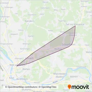 Carte de la zone de couverture de SBB GmbH (Train)