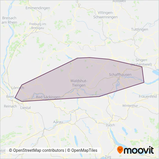 Südbadenbus coverage area map