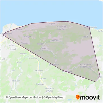 Carte de la zone de couverture de Evian
