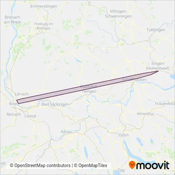 Carte de la zone de couverture de SBB GmbH (Bus)
