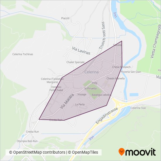 Carte de la zone de couverture de Gemeinde Celerina/Schlarigna