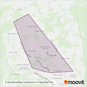 Carte de la zone de couverture de Bus de la commune de Riddes