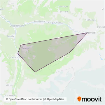 Carte de la zone de couverture de Wengernalpbahn