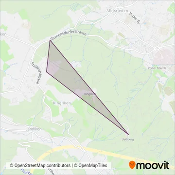 Carte de la zone de couverture de Sihltal-Zürich-Uetliberg-Bahn Ersatzverkehr