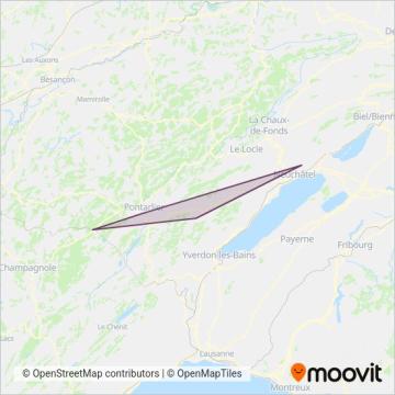 Transport Publics Neuchâtelois SA Ersatzverkehr coverage area map
