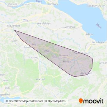 Appenzeller Bahnen Ersatzverkehr coverage area map
