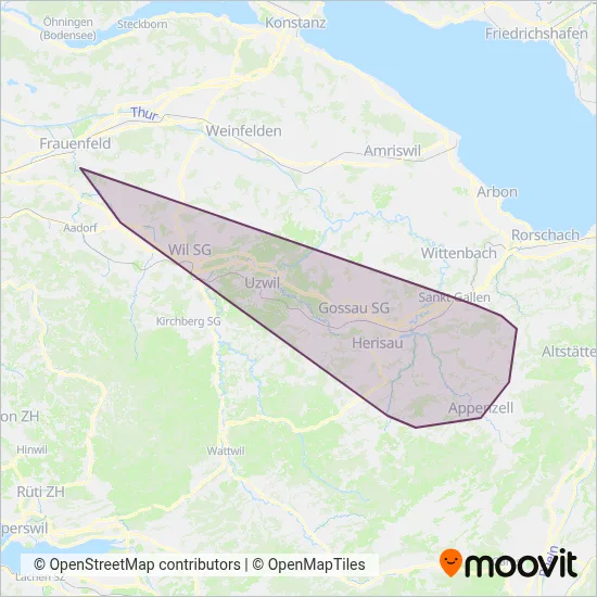 Appenzeller Bahnen Ersatzverkehr coverage area map