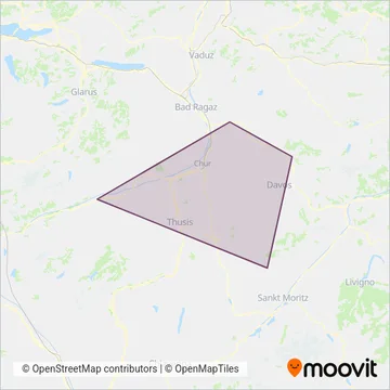 Rhätische Bahn Ersatzverkehr coverage area map