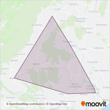 Transports de la région Morges-Bière-Cossonay Ersatzverkehr coverage area map