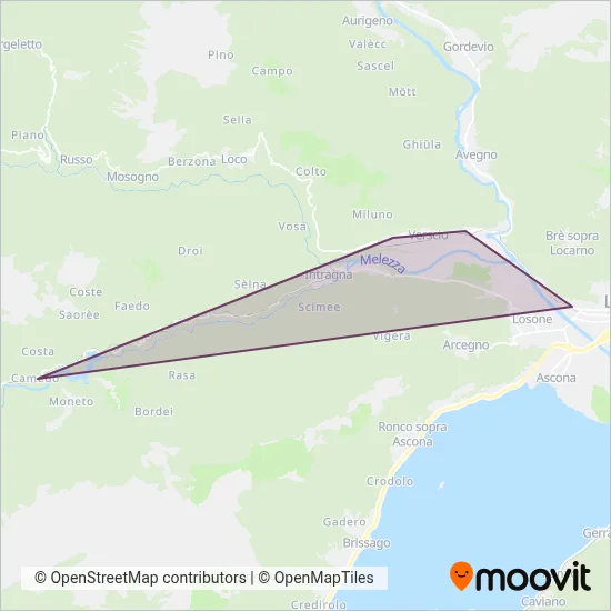 Ferrovie Autolinee Regionali Ticinesi Ersatzverkehr coverage area map