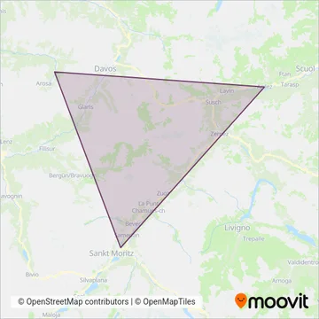 Carte de la zone de couverture de Autoverkehr RhB