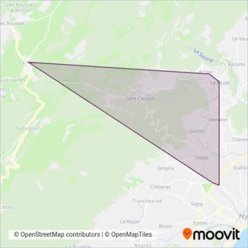 Nyon-St-Cergue-Morez Ersatzverkehr coverage area map