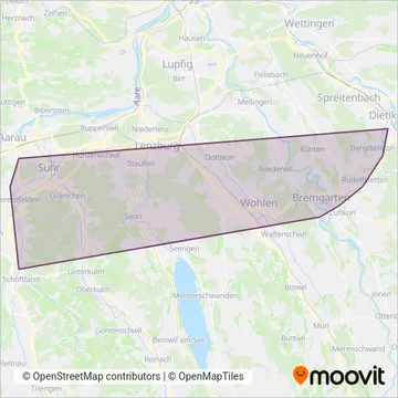 Carte de la zone de couverture de Aargau Verkehr AG Ersatzverkehr