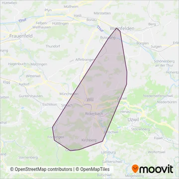 Bus Ostschweiz (Wil) coverage area map
