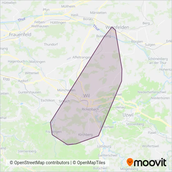 Bus Ostschweiz (Wil) coverage area map