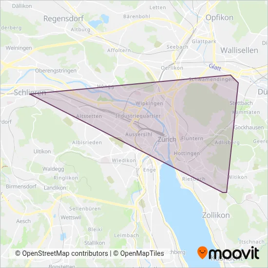 Verkehrsbetriebe Zürich INFO+ (Bus) coverage area map