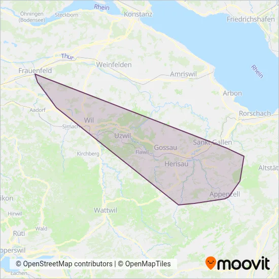 Appenzeller Bahnen Ersatzverkehr coverage area map