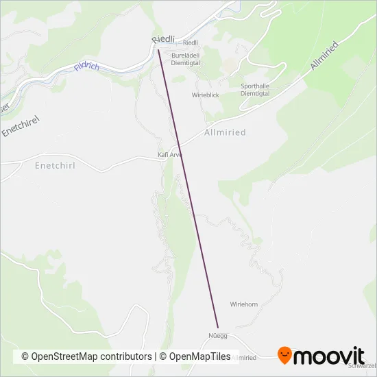 Sesselbahn Riedli - Nüegg (Wiriehorn) coverage area map
