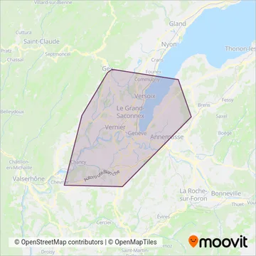 Carte de la zone de couverture de TPG