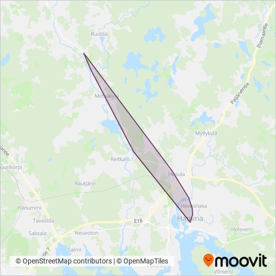 Liikenne Vuorela Oy - kartta toiminta-alueesta