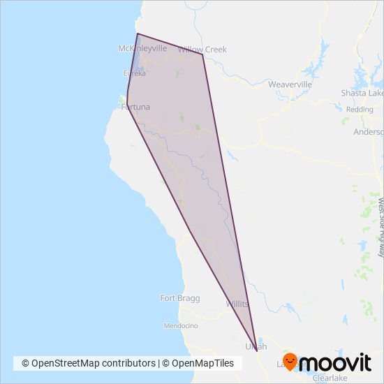 Redwood Transit System coverage area map