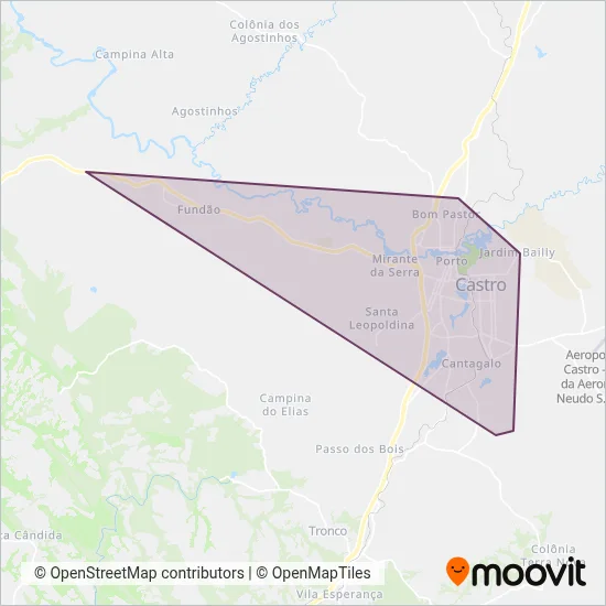 Viação Cidade de Castro (Castro) coverage area map