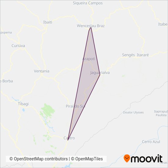 Mapa da área de cobertura da Viação Princesa do Norte