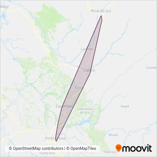 Viação Iapó (Metropolitanos) coverage area map