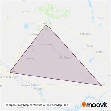 Transporte Público de Aragón coverage area map