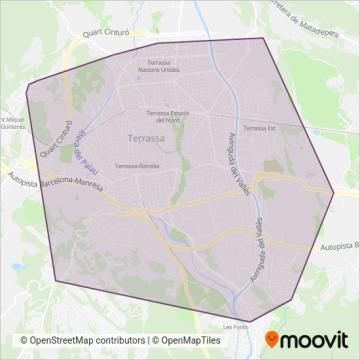 Mapa del área de cobertura de Transports Municipals d'Egara