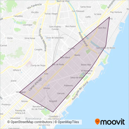 Mapa del área de cobertura de Trambesòs