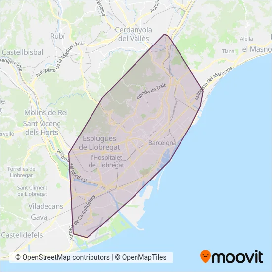 TMB (Bus) coverage area map
