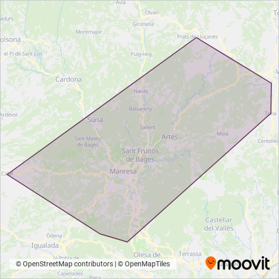 Mapa del área de cobertura de Sagalés (Bages)