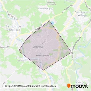 Mapa del área de cobertura de Bus Manresa