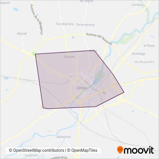 Cobertura del mapa de AUTOBUSOS DE LLEIDA