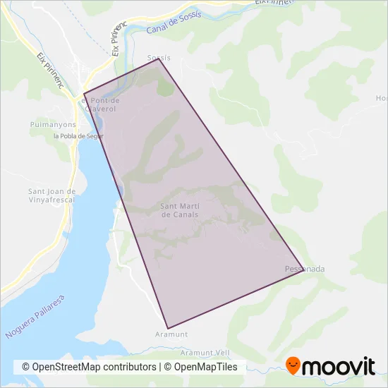 Mapa del área de cobertura de Autocars Franch, SA