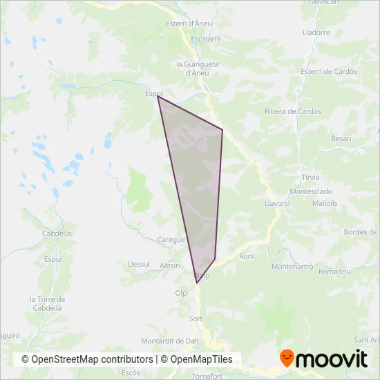 Mapa del área de cobertura de Autocars Mario, SL