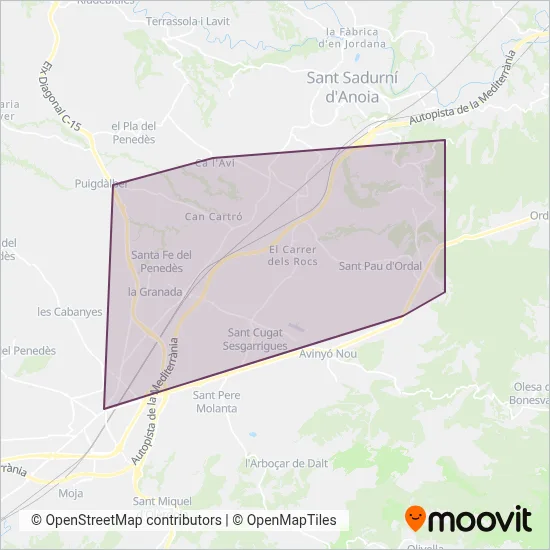 Autocars Vendrell, SL coverage area map