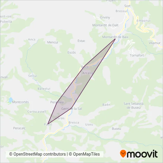Mapa del área de cobertura de Autocars Emili Coll, SL