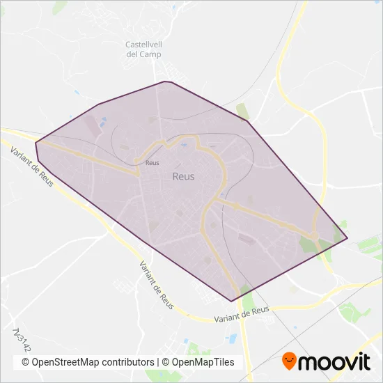 Cobertura del mapa de REUS TRANSPORT