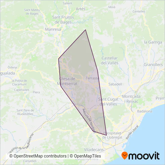 Mapa del área de cobertura de Transports Generals d'Olesa