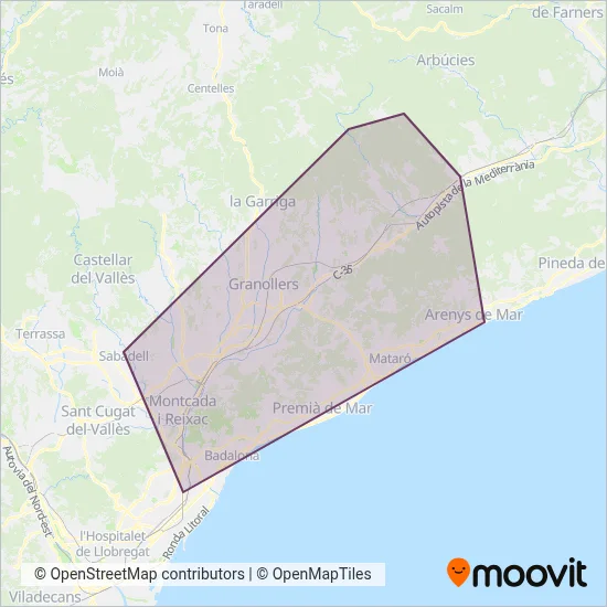 Sagalés (Mataró - St. Celoni) coverage area map