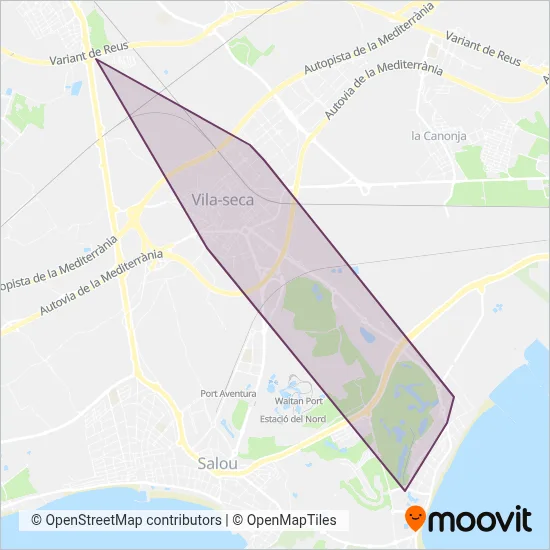 Bus Blau (Ajuntament de Vila-seca / Empresa Plana) coverage area map