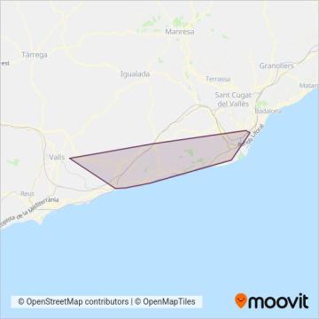 Mapa del área de cobertura de Bus Garraf (Grup Plana)