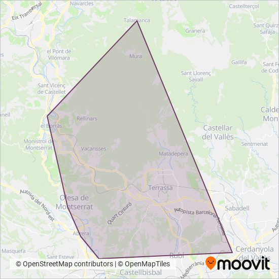 Mapa del área de cobertura de Transports Generals d'Olesa